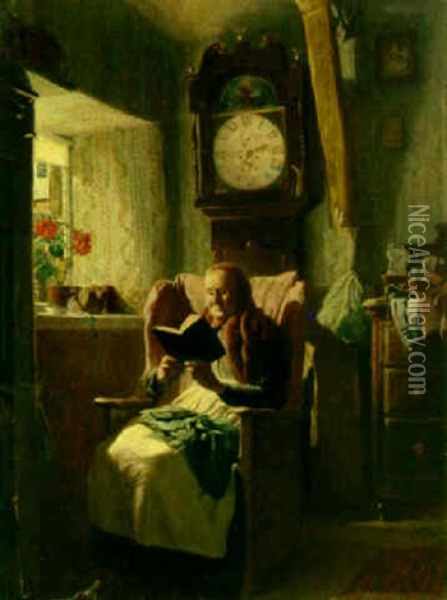 An Interesting Book Oil Painting - Stanhope Forbes