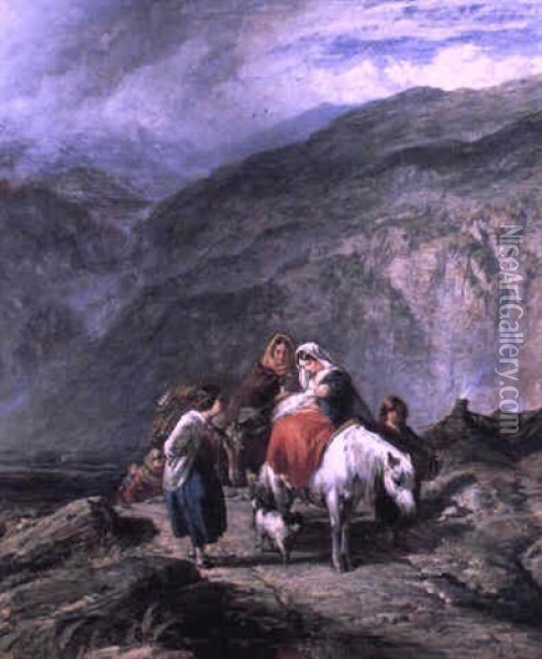 A Gypsy Family On A Mountain Track Oil Painting - Paul Falconer Poole