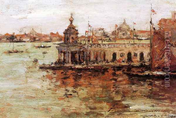 Venice, View of the Navy Arsenal Oil Painting - William Merritt Chase