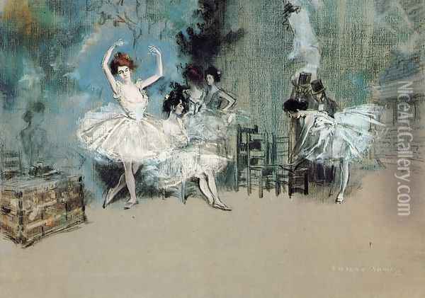 Ballet Dancers Oil Painting - Everett Shinn