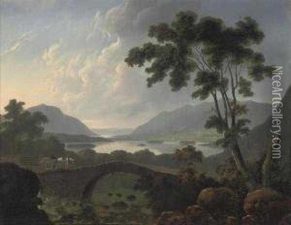 An Extensive Landscape In The Lake District Oil Painting - Thomas Walmsley