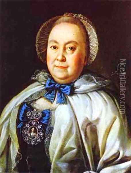 Portrait Of Countess M A Rumyantzeva 1764 Oil Painting - Aleksei Antropov