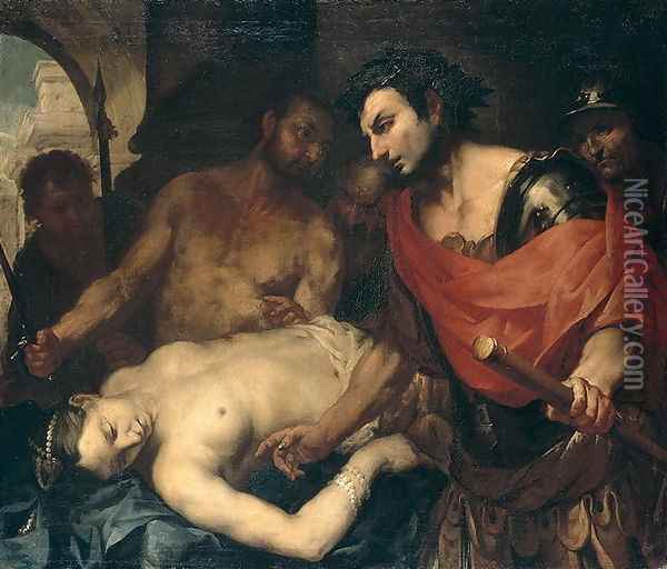 Nero (37-68 AD) with the Corpse of his Mother Agrippina (15-59 AD) Oil Painting - Antonio Zanchi