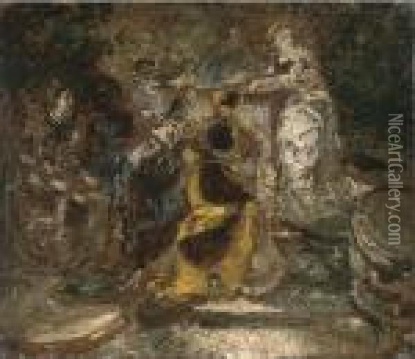 A Musical Soiree Oil Painting - Adolphe Joseph Th. Monticelli