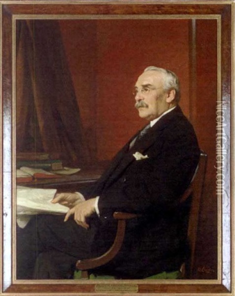 Portrait Of Sir Gerald Hemmington Ryan, Bt., Seated At A Desk Oil Painting - William Samuel Henry (Sir) Llewellyn