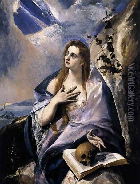 Mary Magdalen in Penitence 1576-78 Oil Painting - El Greco (Domenikos Theotokopoulos)
