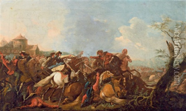 Kavallerieschlacht Oil Painting - Jan-Peter van Bredael the Younger