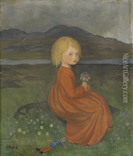 Lillan Pa Angen (portratt Af Min Dotter) Oil Painting - Ivar Arosenius