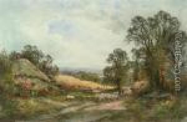 A Sussex Lane Oil Painting - Henry John Kinniard