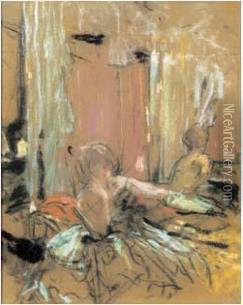 Esquisse Pour Le Portrait De Jane Renouardt, 1926-1927 Oil Painting - Jean-Edouard Vuillard