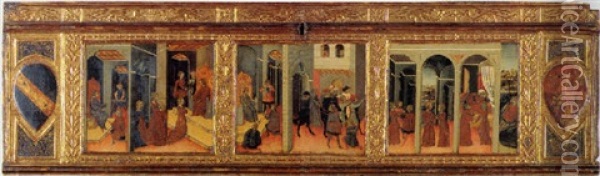 Scenes From The Story Of Esther Oil Painting -  Giovanni di Paolo