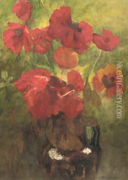 Poppies Oil Painting - Floris Verster