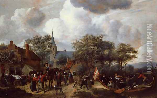 Village Festival with the Ship of Saint Rijn Uijt Oil Painting - Jan Steen