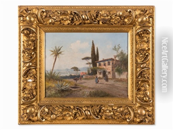 Italian View Oil Painting - Georg Fischhof