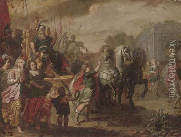 The Triumph Of David Oil Painting - Simon de Vos