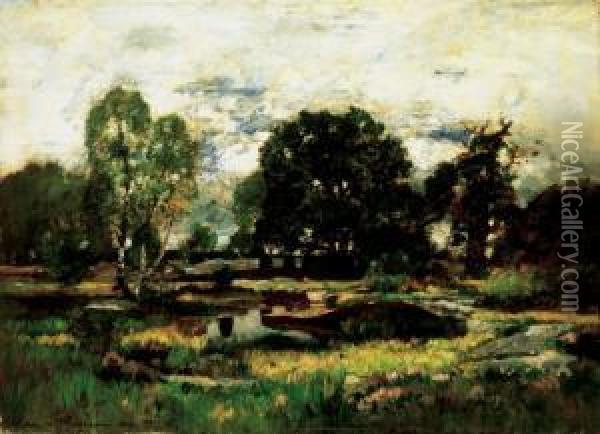Barbizon Landscape (mare A Daignan) Oil Painting - Laszlo Paal