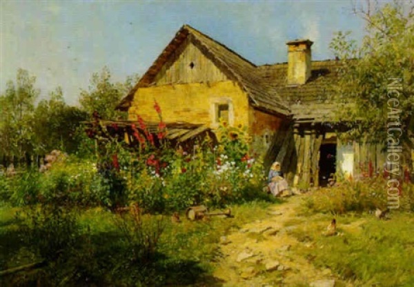 Bluhender Bauerngarten Oil Painting - Hugo Darnaut