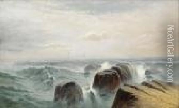 Rocky Seascape Oil Painting - Colin Hunter