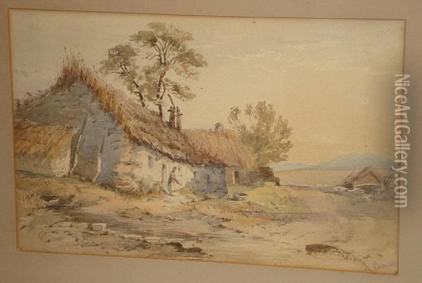 Cottage Scene Oil Painting - William of Eton Evans