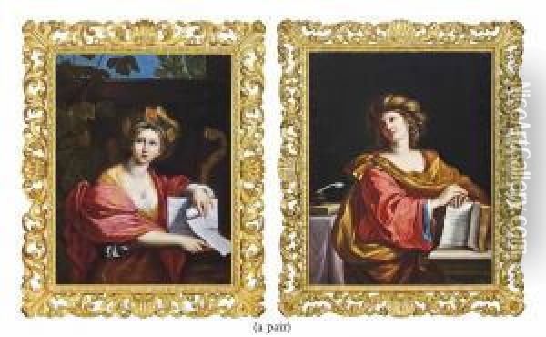 The Cumaean Sibyl; And The Samian Sibyl Oil Painting - Domenico Zampieri (Domenichino)