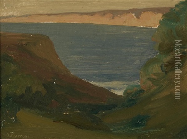 Distant Cliffs, La Jolla Oil Painting - Gottardo Piazzoni