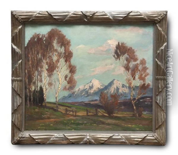 Berglandschaft Mit Birken Oil Painting - Hans Mathis