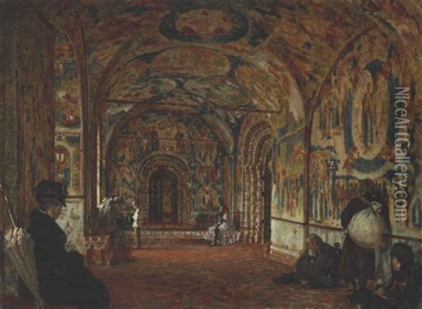 The Portico Of A 17th Century Church In Yaroslavl Oil Painting - Vasili Petrovich Vereshchagin
