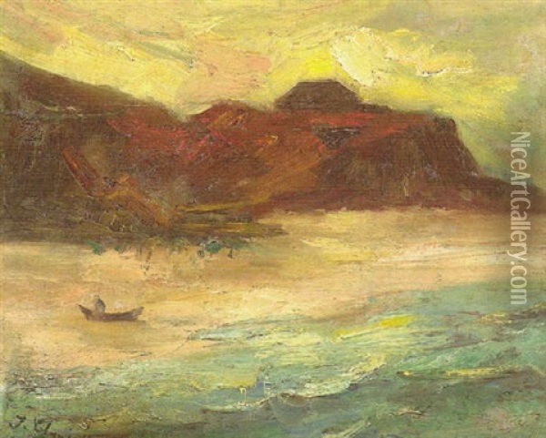 Landschaft Mit Ruderboot Oil Painting - Joaquin Clausell