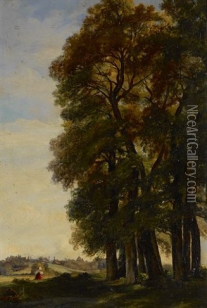 Village En Lisiere De Foret Oil Painting - Charles Theodore Sauvageot