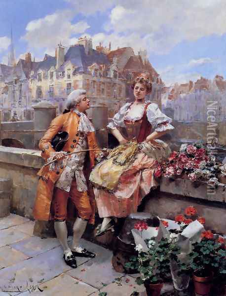 The Flower Seller Oil Painting - Henri Victor Lesur