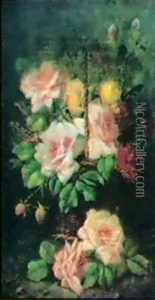 Blommor I Korg Oil Painting - Modeste (Max) Carlier
