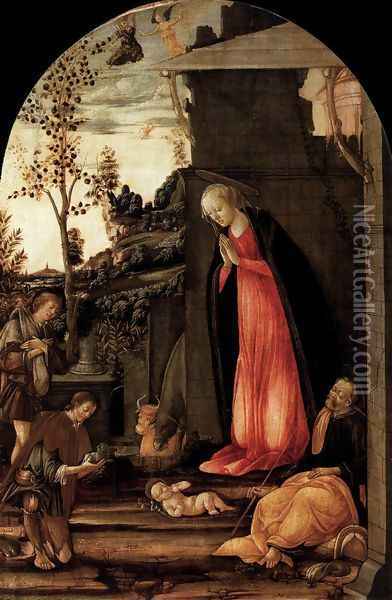 Adoration of the Shepherds 1490s Oil Painting - Michele Ciampanti