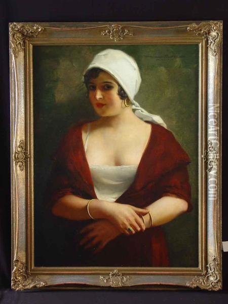 Brustportrat Junge Dame Oil Painting - Hans Hassenteufel