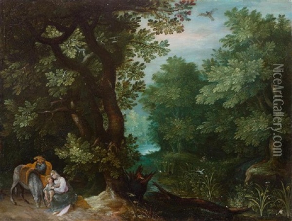 Ruhe Auf Der Flucht Nach Agypten Oil Painting - Jan Brueghel the Elder