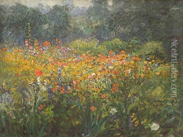A Country Garden Oil Painting - John Ottis Adams