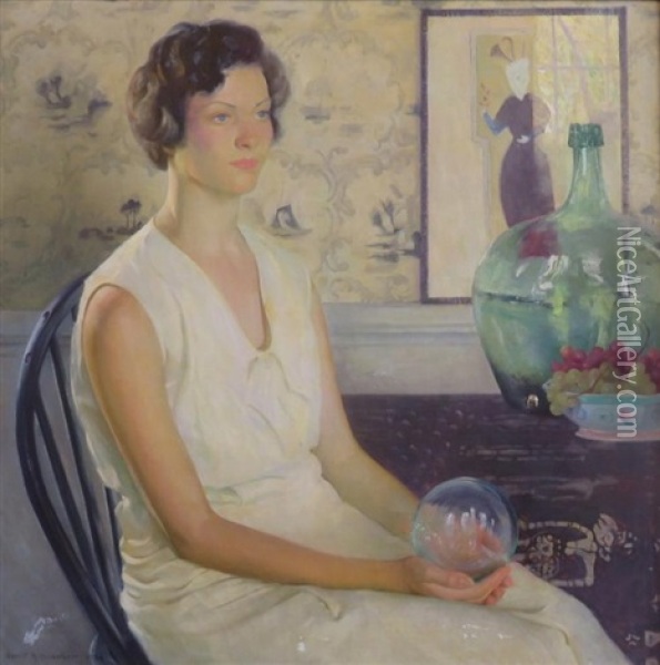 Helen - Sixteen (portrait Of The Artist's Daughter) Oil Painting - Gerrit Albertus Beneker
