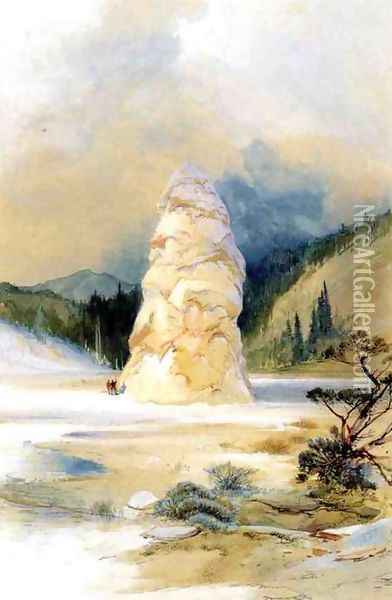 The Hot Springs of Gardiners River, Extinct Geyser Crater Oil Painting - Thomas Moran
