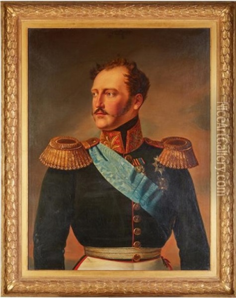 Portrait Of Nicholas I In A General Uniform Oil Painting - Franz Krueger