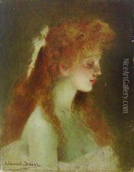 Portrait D'une Jeune Fille Rousse Oil Painting - Edouard Alexandre Sain