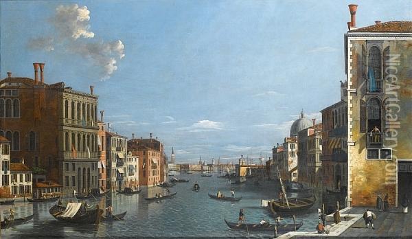A View Of The Grand Canal, Venice, Lookingeast From The Campo San Vio Oil Painting - William James