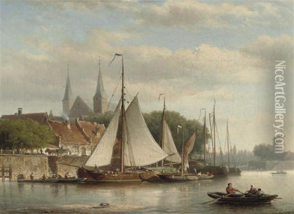View Of The Bergkerk, Deventer Oil Painting - Johan Adolph Rust