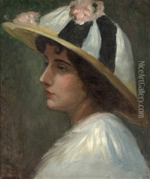 Dama Con Sombrero Oil Painting - Enrique Atalaya
