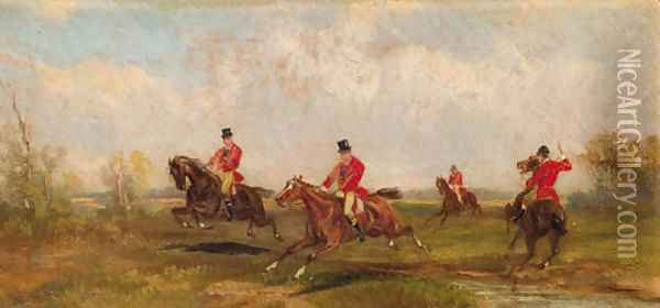 Hunters crossing a brook Oil Painting - Rudolf Stone