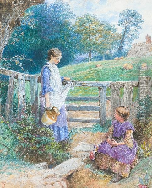 At The Spring Oil Painting - Myles Birket Foster
