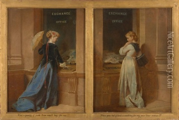 L'echange Au Mont-de-piete (pair) Oil Painting - Leonard Ludwik Straszynski