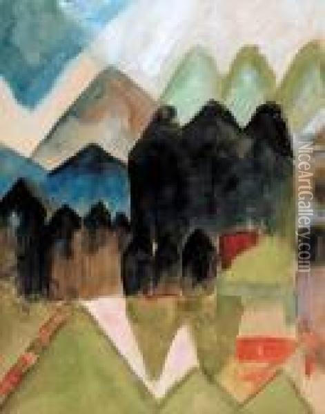 Ogrod Franza Marca, Ok. 1915 Oil Painting - Paul Klee