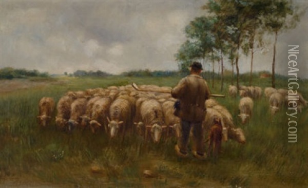 Herding The Cows On The Pasture Oil Painting - Eloise Polk Mcgill