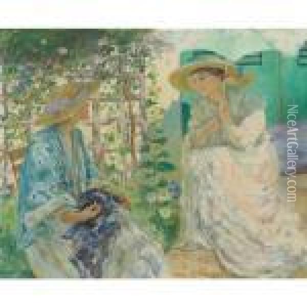 Two Ladies In A Garden (in The Garden) Oil Painting - Bonny Rupert