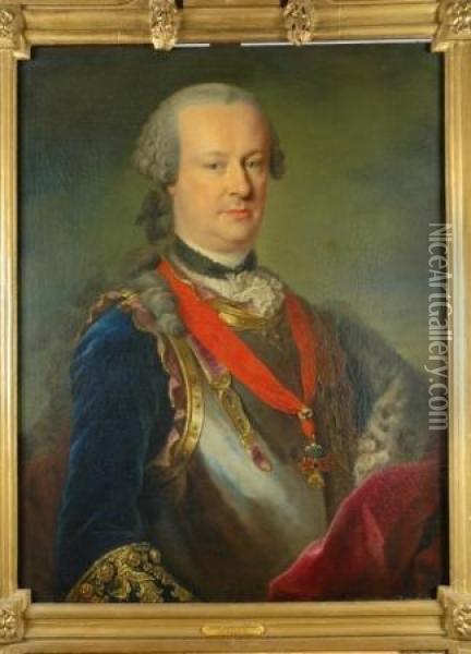Portrait Of A Nobleman In Armor Oil Painting - Johann Georg Ziesenis