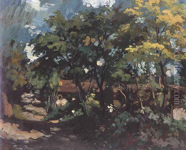 View of a Village 1885-90 Oil Painting - Bertalan Szekely